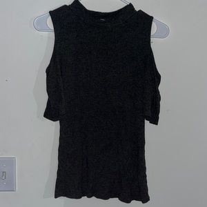 dark gray cut out shoulder blouse